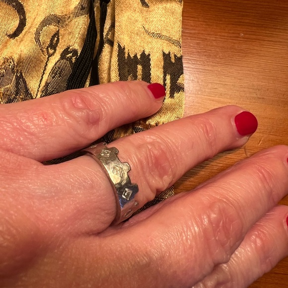 Cathy Waterman Platinum Princess Cut Diamond Turret Crown Stacking Band Ring!!! - Picture 15 of 17